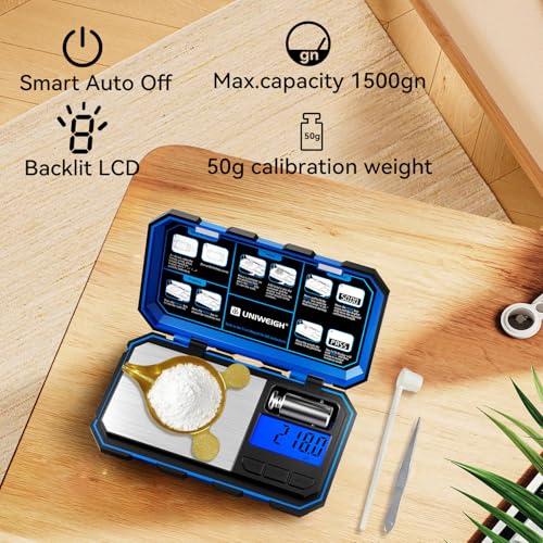 Digital Reloading Scale Precision 1500 Grains x 0.1gn gram Scales | Powder Scale for Reloading,Grain Scales with LCD/Tare/Calibration Functions,Microgram Scale Pocket,Includes Batteries