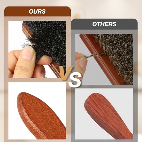 4Pcs Shoe Shine Kit, Horsehair Brush for Cleaning and Polishing | Horse Hair Brush for Leather, Suede Brush for Shoes, Shoe Care Set Cleans and Polishes Leather, Suede and Boots - size: 4PCS