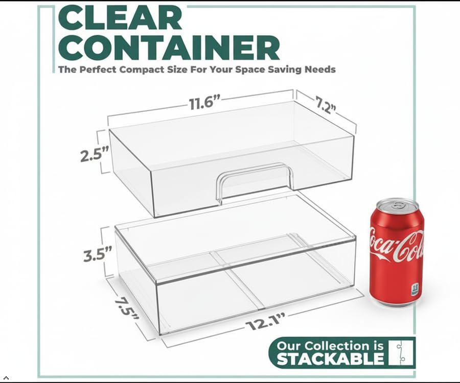 Sorbus Clear Stackable Storage Drawers (2 Pack, 12.1'' Wide) | Acrylic containers with pull-out bins keep cosmetics, brushes and daily items sorted on bathroom counters or in cabinets. - size: 2 Pack, 12.1’’ Wide
