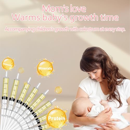 Colostrum Collector Kit Include 100pcs 3ml Sealed Breast Milk Collector No Needle Colostrum Syringes 5 Breastmilk Storage Bags and 1 piece 30 ml measuring cup with 100 Stickers - size: 3ML-100PCS (white)