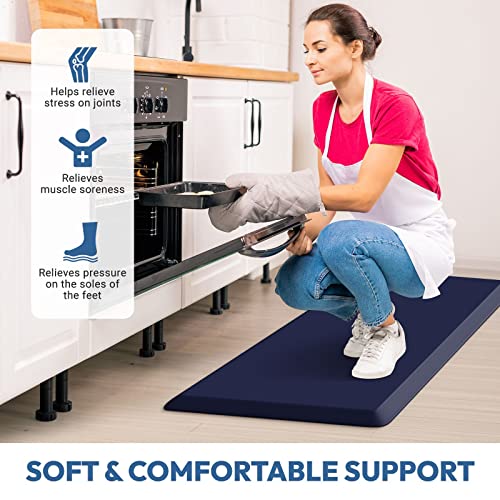 4/5 Inch Thick Kitchen Mat - Cushioned Anti Fatigue Mats for Kitchen Floor - Easy to Clean, Waterproof, Non-Slip Kitchen Rug for Sink, Office, Kitchen (20''x32'' Blue) | Easy to Clean, Water Resistant, Non-Slip Thicker Rug, Standing Desk Mat for Sink, Off