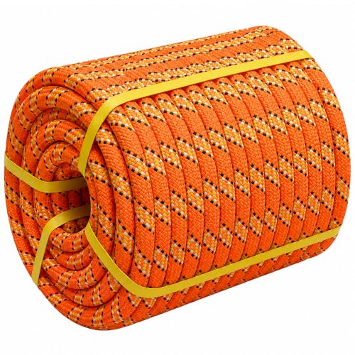 3/4 in x 100 ft Double Braid Polyester Arborist Rigging Rope, 72 Strands Heavy Duty Bull Rope for Tree Work, Climbing, Pulling, Logging, Swing, Orange - size: 3/4inch x 100feet
