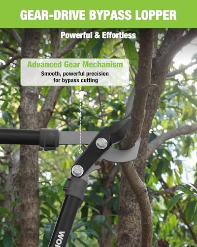 WORKPRO Bypass Lopper for Gardening, 28" Branch Cutter with Gear System | Heavy Duty Pruning Shear, SK5 Blade, 1.5" Cutting Capacity, Shock Absorbing Bumper, Comfort Handle, for Tree Trimming - size: 1PC - 28" Lopper