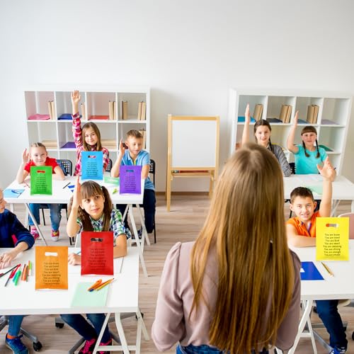 Coume 100 Pcs Back to School Gifts Bags for Students Rainbow Inspiration Quotes Plastic Goodie Snack Treat Bags with Handles Birthday Party Favors from Teachers, 6" x 8" - style: Classic Style
