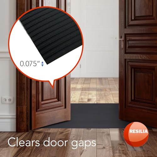 RESILIA Black Plastic Floor Runner - Embossed Wide Rib Waterproof Vinyl, Heavy Duty Protector Mat for Indoor Hardwood, Hard Floors, Garage, Entryway, Kitchen, & Outdoor Use, 27” x 25’, Made in the USA - size: 27" x 25'