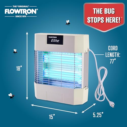 Flowtron Indoor Fly Stun Unit, 80W UV, Pheromone Lure, 1200 Sq Ft | Wall-mount fly trap for restaurants, barns, and kitchens; sticky board catches insects with no sound or smell.