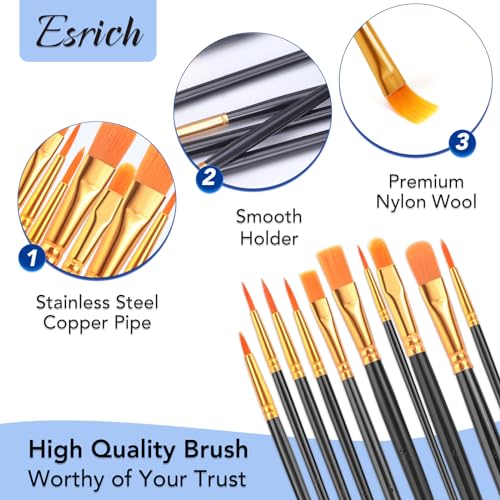 ESRICH 240PCS Paint Brushes, Paint Brush for Acrylic Painting | Artist Paintbrushes for Oil Watercolor, Body Face Rock Canvas, Small Paint Brushes for Kids, Black - color: Black, size: 240