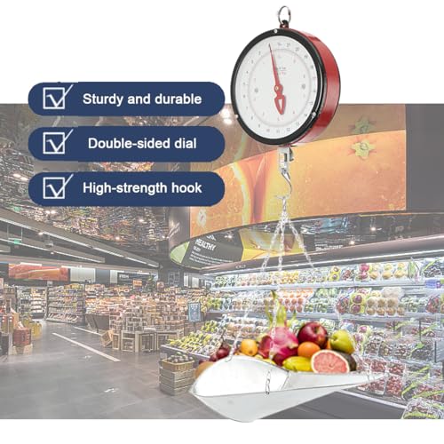 Tongue Weight Scale, Hanging Scale with Removable Tray, 22lb Capacity | 8.27-inch Double Sided Dial, Ideal for Farm, Market, Warehouse, or Workshop, No Battery Needed, Heavy Duty