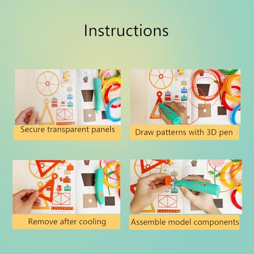 3D Printer Drawing Molds Paper Stencils for 3D Printing Pen,Reusable Graffiti Template,3D Pen Paper Stencils,42 Sheets 65 Patterns with PVC Transparent Board.(Large) - size: Large