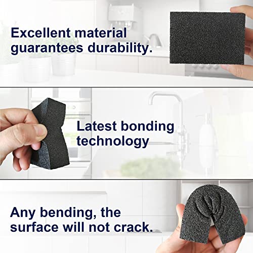 Krisler 8pc Black Carborundum Sponge Nano Emery Sponges Caspian Stone Pot Clean Brush Rust Eraser Grit Scouring Pads Pot Cleaning Pads with Carborundum Washing Kitchen Cleaner Tool(thickness-1inch) - size: Black thickness-1 inch-8
