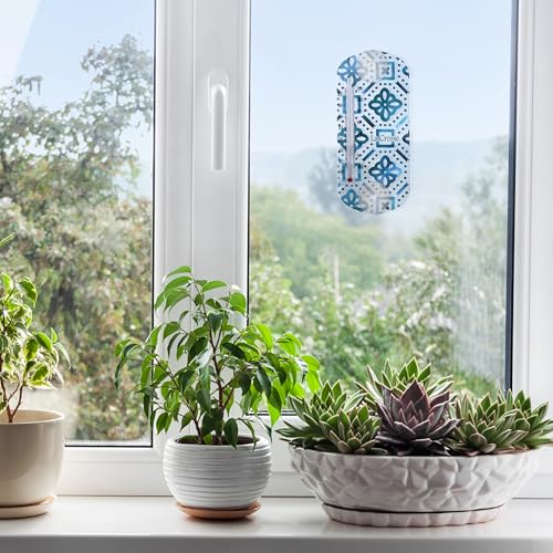 La Crosse 204-1520I 8-inch Analog Capillary Window Thermometer with Blue Lattice - color: Light Blue
