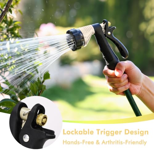 RESTMO Garden Hose Nozzle Heavy Duty, Hose Spray Nozzle for Garden Hose | Zinc Alloy, 6 Adjustable Watering Patterns, Leakproof, Anti-slip, ldeal for Watering Plants, Washing Cars & Pets, Black - color: Black