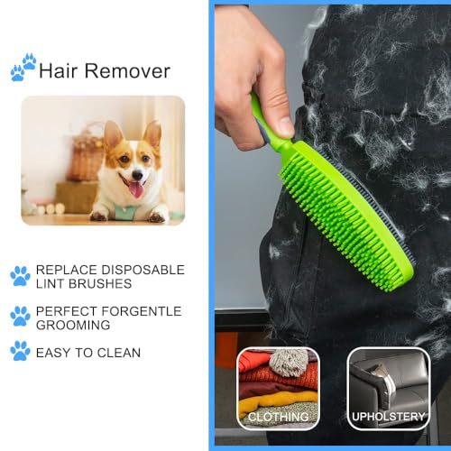Rubber Pet Hair Remover Brush for Clothes, Couches & Pets - color: green