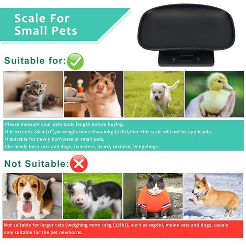 Digital Small Animals Scales for Weighing with Tape Measure, Puppy Whelping Scale Weigh Your Kitten, Rabbit with High Precision (Black Pet Scale&Tape) - color: Black Pet Scale&Tape