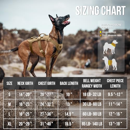 OneTigris Escape Proof Dog Harness, No Pull Dog Harness with Handles, Tactical Multi-Use Support Dogs Harnes for Large Dogs Everyday Wear Walking Hiking Training (Brown, Large) - color: Brown, size: Large