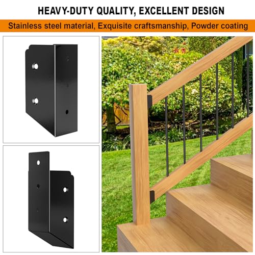30° Stair Angle Stainless Steel Deck Railing Brackets Connectors for 2"x4" | Actual 1.5"x3.5" Railing Wood Post Stair Fence Railing Connectors with Coated Wood Screws, 2 Pair. - style: 4PCS