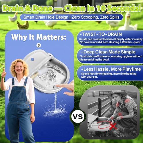 Automatic Animal Drinking Water Bowl with Float Valve, Extended Pipe & Drain Hole,3L Stainless Steel Waterer Feeder Farm Dog Dispenser Kit Self Filling for Livestock Horse Goat Water Trough - size: 71" Hose & Drain