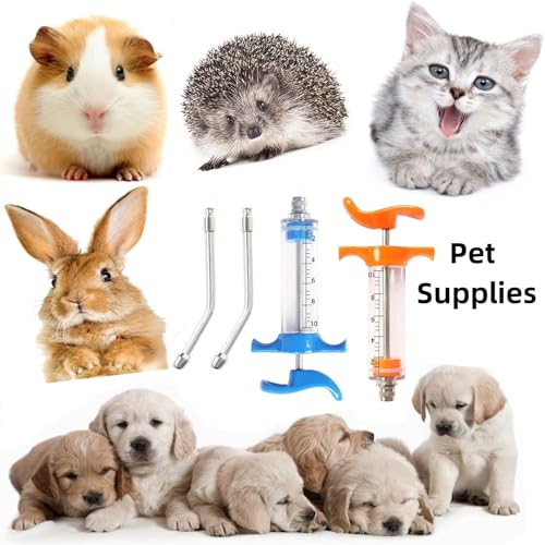 2 Pcs Goats Feed water filler, Drench Nozzle, Reusable, Adjustable Dosage, for Cattle, Sheep, Goats, Horse, Pig, Dog Supplies ( Blue+Orange 10ml) - size: F (2ps 10ml)