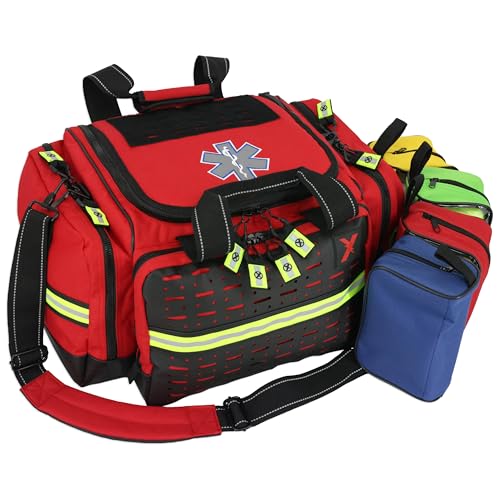 Lightning X Extra Large Medic First Responder EMT Trauma Bag Stocked w/Fill Kit C - RED - color: Red