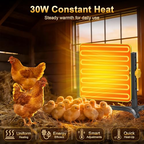 Brooder Plate for Chicks, 50-158°F Brooder & Chicken Heater for Coop with Smart Thermostat, UL certified Radiant Chick Heat Plate for Poultry, 5-Height & 360° Adjustable Angle, Winter Heating - color: Noble Yellow