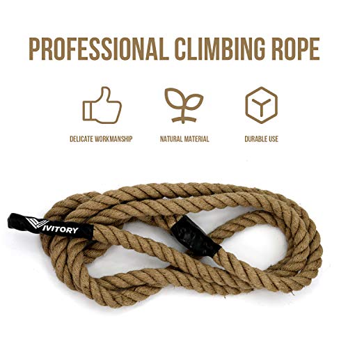 VIVITORY Gym Fitness Training Climbing Ropes, Workout Gym Climbing Rope | Home Training and Fitness Workouts,1.5'' in Diameter, Available 10, 15, 25, 30 Ft