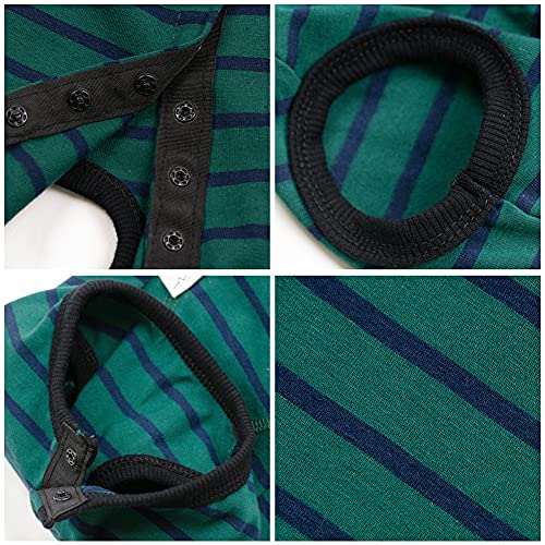 Dog’s Recovery Suit Post Surgery Shirt for Puppy, Wound Protective Clothes for Little Animals(Green Black Stripe-xs) - color: green black stripe, size: X-Small