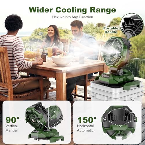 Portable Misting Fan (Green B) - color: Green B