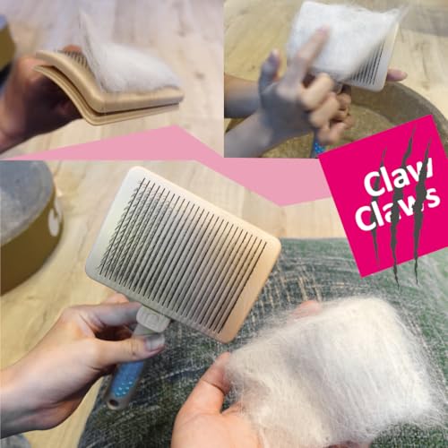 Pet Slicker Brush for Large Dogs, Plastic Handle, Gently Remove Tangled and Mats Hair, Pet Grooming Brush Tool, Sheepskin Wool Carders (5" Pad Quick Cleaning) - size: 8" Quick Cleaning
