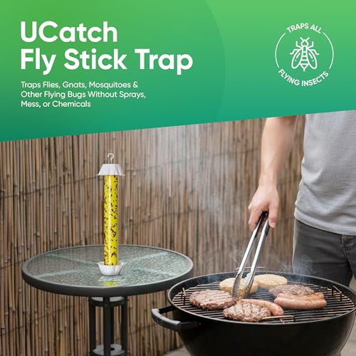 Sticky Fly Trap Indoor & Outdoor Pack of 8 | Hanging Fly Stick for Gnats, Flies, Wasps, Mosquitoes & Other Flying Bugs | Fly Trap Sticky | Fly Catcher Indoor | Flying Insect Trap Rolls | Ucatch