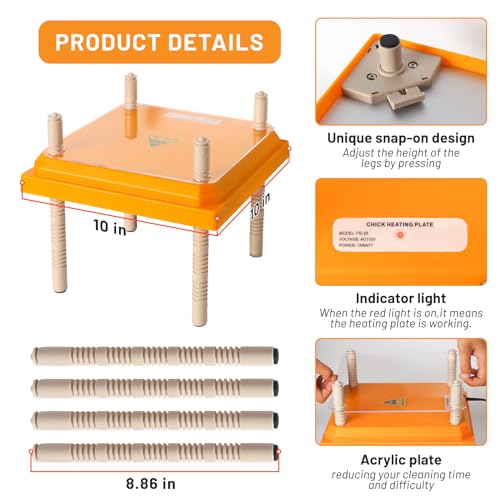 NUGRIART Brooder Heater for Chicks, 10" x 10" for 15 Chicks Heating Plate with Adjustable Height and Angle 15W Chicken Brooder Warm Like Mother Hen