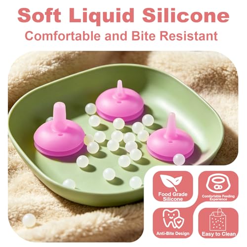 Puppies Nursing Bottle, Kitten Feeding Bottle with Feeding Nipple and Syringe,Ventilation Valve Resistant Tearing for Small Animal, Kittens, Rabbit, Hamster (Pink) - color: Pink, size: Model 3