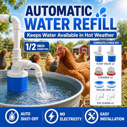 2PCS 1/2" Top Inlet Water Float Valve | Automatic Water Level Control, Plastic Shut Off, For Livestock Waterer, Pond, Pool, Aquarium - size: 1/2''-2 PCS