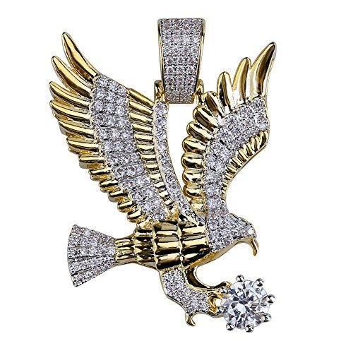 TOPGRILLZ Goat Chain Gold Necklace for Men Eagle Chain Rope Iced out Cubic Zirconia 14K Gold Plated Stainless Steel Necklace 24" Birthday Gifts - style: Gold