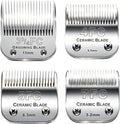 4PACK Dog Grooming Clipper Replacement Blades Compatible with Andis Pet Clipper/Oster A5/Wahl KM Series Dog Clipper,Ceramic Blade & Stainless Steel Blade (#3FC+4FC+5FC+7FC) | For Oster A5/Wahl KM Series Dog Clipper ,Ceramic Blade & Stainless Steel Blade ,