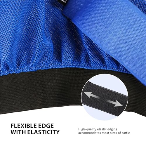 Harrison Howard Cattle Livestock Fly Mask Breathable Mesh Padded Edging with Fun Patterns Large Spacing Forelock Opening Design Adjustable Fit for Cattle Signature Blue - color: Signature Blue