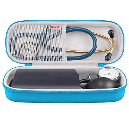 BOVKE Travel Carrying Case Compatible with 3M Littmann Classic III, Lightweight II S.E, MDF Acoustica Deluxe Stethoscopes, Extra Room for Medical Scissors EMT Trauma Shears LED Penlight, Turquoise - color: Pu Leather_Turquoise