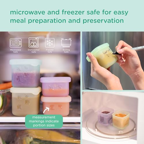 Olababy Silicone Baby Food Storage Containers 4pk, 2oz (Lilac) | For Baby Food, Snacks, Formula, Puree & Sauce. BPA & Micro Plastic-Free. Daycare Essentials for Toddlers. - color: Lilac, size: 2 oz