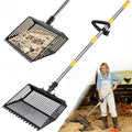 AsFrost 2-in-1 Chicken Poop Scooper & Rake for Chicken Coop | 12" Heavy Duty Litter Scooper Sand Sifting Shovel, Adjustable 26" to 76" Stainless Steel Handle for Small Farm & Sand