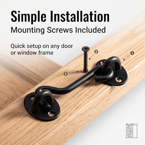 4” Barn Door Lock, Barn Door Latch, Heavy Duty Solid Thicken Stainless Steel Gate Latch Lock, Add More Security and Privacy. Cabin Hooks and Eye Latch Best for Barn Door, Bathroom - size: 4 Inch