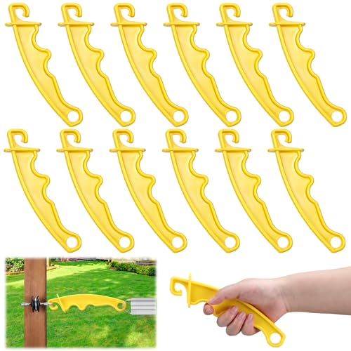Tondiamo 12 Pack Electric Fence Plastic Gate Electric Fence Gate Handles 8 Inch Insulated Handle Yellow Insulated Plastic Handle