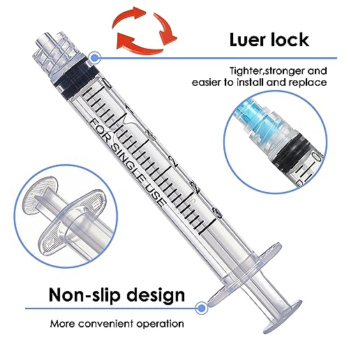 Arrebol 3ml syringe with luer lock needle,Plastic Disposable Syringe Tool for Scientific Labs,Liquids Refilling,Measuring,Individually Sealed Packaging (3ml with 23G1inch Needle 100-Pack)