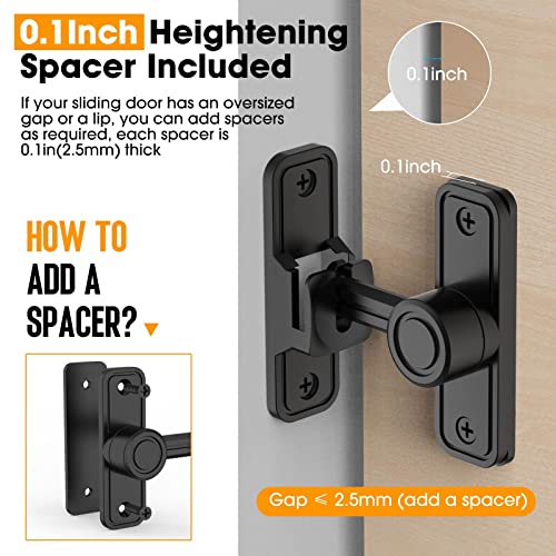 Sliding Barn Door Lock, 90 Degree Locks, Black | Flip Gate Latches for Garden, Bathroom, Outdoor, Garage, Window, Barn Doors - color: Black