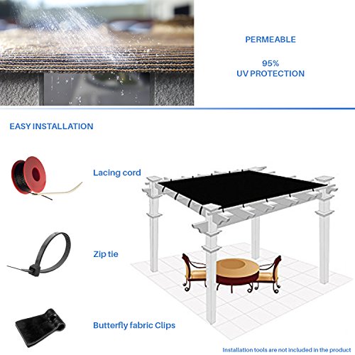 E&K Sunrise 12' x 2' Sun Shade Fabric Roll Outdoor Sun Shade Cloth Pergola Cover for Backyard Garden Patio Deck Greenhouse (Brown)