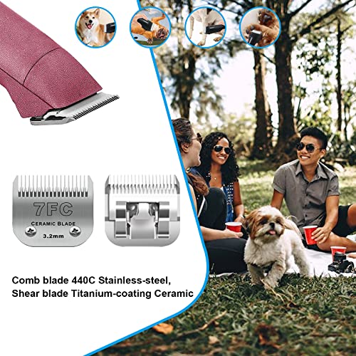 7FC Dog Grooming Ceramic Blades,Compatible with Andis,Oster A5,Wahl KM10 | Size 7FC Detachable Ceramic Blade 1/8-Inch 3.2MM Cut Length,3 Pack - size: 3pc 7FC:1/8''(3.2mm)