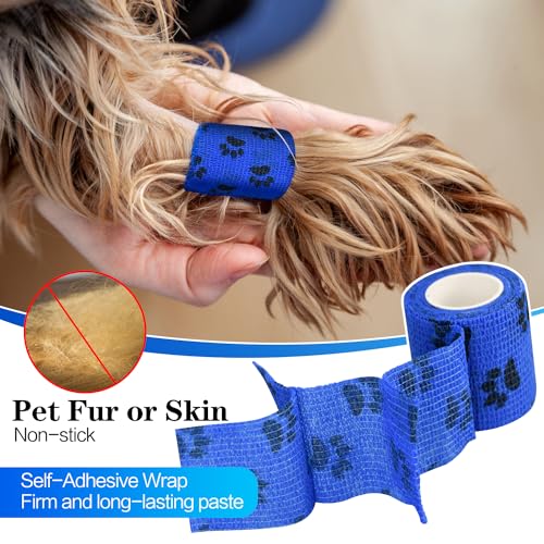 6pcs 2" Self Adhesive Bandage Wraps, Paw Prints A | for Dogs Pet Animals & Ankle Sprains & Swelling - size: 6pcs 2" Paw Prints A
