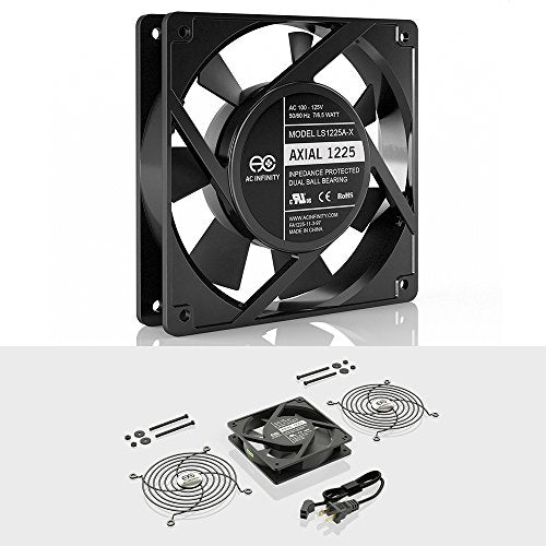 AC Infinity AXIAL 1225, Quiet Muffin Fan, 120V AC 120mm x 25mm | Low Speed, UL-Certified for DIY Cooling Ventilation Exhaust Projects - size: 120 x 120 x 25 mm, Low Speed