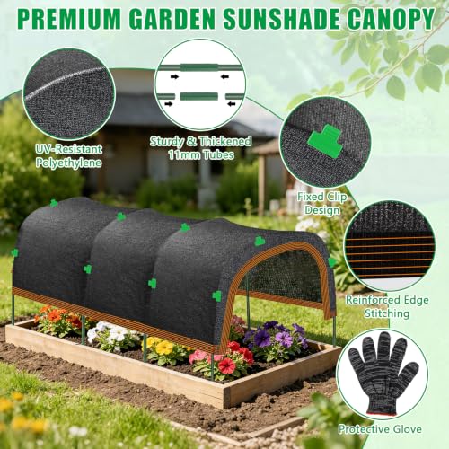 79"x40" Upgraded Garden Shade Kit, 75% Garden Shade Cloth with 11mm Hoops | Garden Shade Kit for Plants Heat Protection, Raised Garden Bed Shade Cover Plant Sun Shade for Outdoor Plants Vegetables - size: 79"x40" Shade Cloth-1 Pack