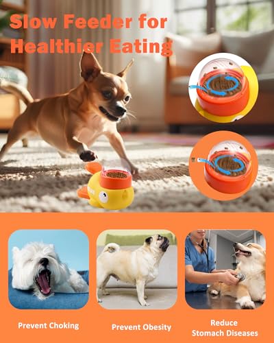 Interactive Dog Puzzle Toy Treat Dispenser Dog Toys, Duck Shape Slow Feeder | Eenrichment Toys for Small Medium Dogs & Cats, Promotes IQ Training Reduces Bloating Anti Gulping