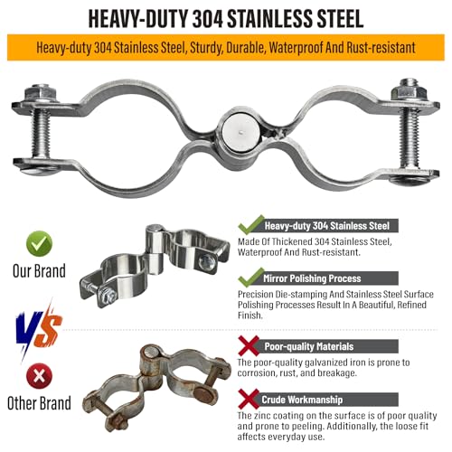 2 Pack 1-5/8" x 1-3/8" Chain Link Fence Gate Hinge, 304 Stainless Steel Heavy Duty Male Female Post Hinges with Bolts and Nuts - color: 1-5/8", size: 1-3/8"