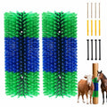 Livestock Scratching Brush 2-Pack, Heavy-Duty Farm Animal Self-Grooming Back Scratcher for Fence or Post Mount, Ideal for Horses, Cattle, Goats, Pigs, Durable Itch Relief Tool - 17.5×7.5 in